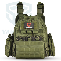 Gilet tactique porte-plaques en polyester vert OD robuste, réglable à dégagement rapide, résistant à l'eau, pour la chasse et les activités de plein air