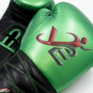 Guantes de Boxeo de Cuero Genuino Verde Metálico de Alta Calidad, Absorción de Impactos, Protección para las Manos, Logotipo Personalizado OEM, Entrenamiento Profesional en Gimnasio - Product Image 2