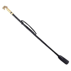 Fusta de equitación de cuero premium con mango de latón, látigo duradero para entrenamiento ecuestre, doma y práctica, color negro - Product Image 2