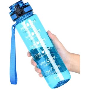 Botella de Agua Deportiva Motivacional de 32oz, Tritán, con Marcador de Tiempo, Libre de BPA, Boca Ancha, Diseño Antiderrames, para Deportes y Fitness - Product Image 1