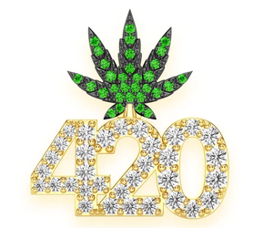 Pendentif 420, pendentif feuille, bijoux feuille, pendentif cannabis, pendentif glacé, pendentif hip hop, pendentif de luxe, moissanite - Product Image 3