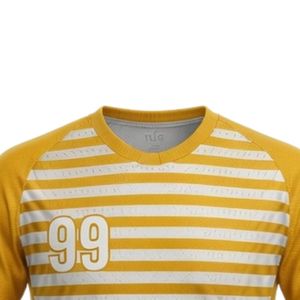 เสื้อแฮนด์บอลชาย สีเหลืองขาว ลายทาง ซับลิเมชั่น แขนสั้น โพลีเอสเตอร์ เสื้อทีมกีฬา ชุดแข่งขัน ชุดยูนิฟอร์มกีฬา - Product Image 3