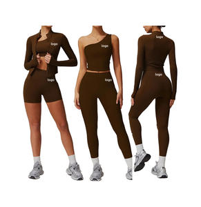 Conjunto Deportivo de Yoga de Color Sólido, Sujetador Deportivo Halter, Leggings Suaves Sin Costuras, Conjuntos de Entrenamiento para Mujer, Conjuntos de Gimnasio y Fitness - Product Image 1