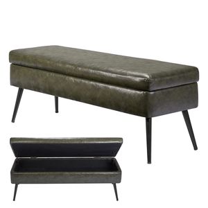 Panca contenitore moderna in similpelle con gambe in metallo per ingresso o hotel, panca imbottita per scarpe - Product Image 1