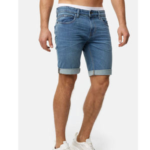 Pantalones cortos de mezclilla para hombre, holgados, de cintura media, de tela tejida transpirable, color azul lavado, estilo Bermuda, económicos, de tannería pakistaní, de diseñador - Product Image 4