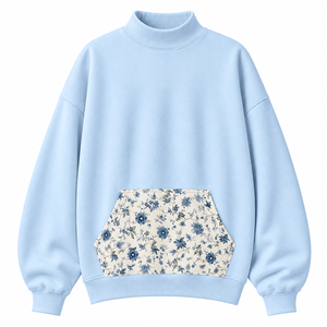 Premium Quality Women's White Turtleneck Sweatshirt With Floral <b>Butterfly</b> Pocket Print Long Sleeve Casual <b>Top</b> Spring Wear - Product Image 4