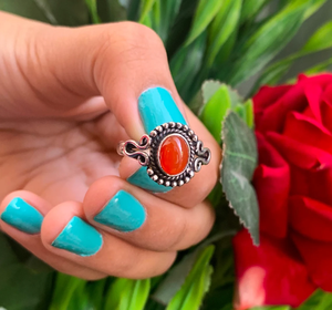 Bague en argent sterling 925 avec pierre de cornaline, faite à la main, coupe ovale, pour un cadeau de mariage, de Noël ou de la Saint-Valentin - Product Image 4