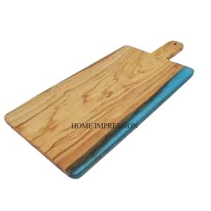 Bloc à découper en bois d'acacia de qualité luxueuse fait avec du concepteur de finition d'émail de couleur bleue vente chaude pour couper les légumes - Product Image 1