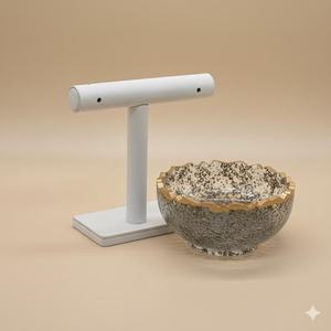 Bol à salade vintage en résine lucite avec copeaux de pyrite, fait main, décoration abondante - Product Image 6