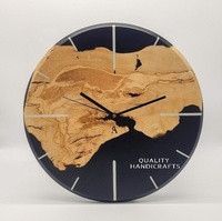 Hadiah Pindah Rumah Jam Dinding Kayu Resin Epoksi Tebal 25mm Tampilan Jarum Modern Buatan Tangan Gaya Antik Multi-warna