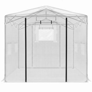 Serra Pieghevole 8x12ft in Plastica con Tubi in Ferro Verniciato e Rete in PE, Bianca, per Giardino - Product Image 3