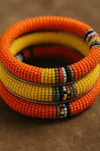 Kenya Tribal <b>Leather</b> Beaded <b>Bracelet</b> Thin Glass Bead Wristband African Ethnic Jewelry For Casual Wear Handmade Craft Ornament - Product Image 6