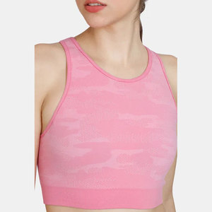 Ensemble de yoga rose pour femme : Crop top sans manches dos nageur et leggings taille haute, tenue de sport intégrale sans couture et respirante - Product Image 6