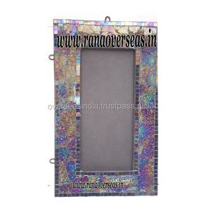 Cadre Photo en mosaïque de verre coloré en bois de forme rectangulaire pour la chambre à coucher et le salon - Product Image 2