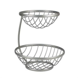 Two Tier Metal <b>Storage</b> Basket Round Black Wire Basket Stand for Kitchen Sundries Display Decorative <b>Storage</b> Basket - Product Image 2