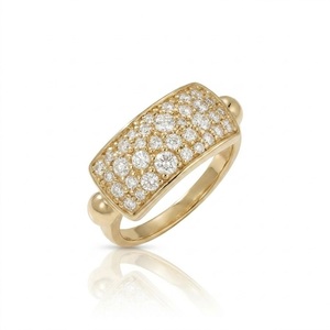 Bague signet pour femme en or jaune 14K avec diamants, pavée, forme rectangulaire, style cluster, bijou délicat et élégant, cadeau - Product Image 5