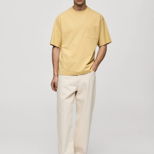 Hot Sale Men Boxy Fit Oversized <b>T</b> <b>Shirt</b> Heavyweight Cotton Vintage Style <b>Pocket</b> Tee Loose Fit Streetwear Blank Custom Logo - Product Image 4