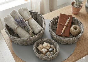 Handmade Natural <b>Wicker</b> Storage <b>Basket</b> Set Eco Friendly Rattan Fruit Tray Desktop Organizer Decorative Oval Bread <b>Basket</b> Set - Product Image 5