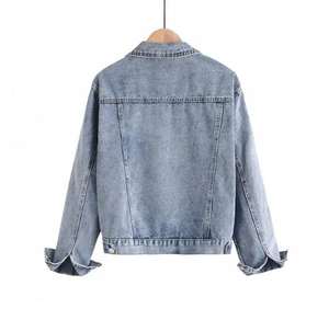 Veste en jean délavée vintage unisexe sur mesure OEM, style Y2K, double boutonnage, veste de travail pour l'hiver - Product Image 5