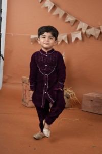 Titrit Boys Traditional Velvet Embellished Kurta with <b>Pyjama</b> for Party Wedding & Diwali - Product Image 1