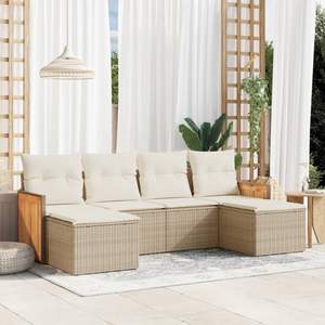 Ensemble de canapés de jardin en rotin PE beige avec structure en acier thermolaqué, collection 88,6-92,1 pouces - Product Image 1
