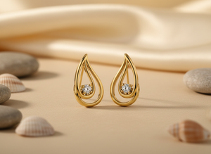 14k <b>Gold</b> Teardrop Prong <b>Set</b> Stud Earrings VVS1 Lab Grown Diamond Solitaire Jewelry Women Wholesale Pair OEM ODM - Product Image 3