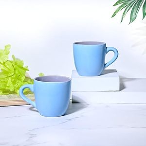 Glossy Sky Blue & Grey Ceramic Tea <b>Cup</b> <b>Set</b> of 2 - Product Image 4