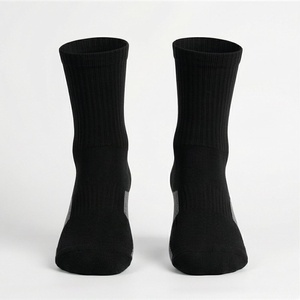 <b>Black</b> Crew <b>Socks</b> Breathable Moisture Wicking Running Athletic <b>Socks</b> for Adults Standard Thickness Knitted Design Solid Color - Product Image 1