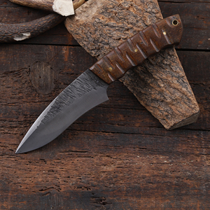 Couteau à lame fixe Mortal Blades en acier 1095, pointe tombante, couteau à dépecer de qualité industrielle, manche en bois de rose, couteau de chasse et de camping personnalisé OEM - Product Image 3