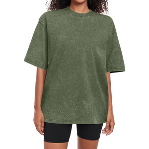 Camiseta de Mujer de Talla Grande, Corte Holgado, 100% Algodón, Lavado Ácido Personalizado, con Estampado de Logotipo Gráfico, Transpirable, OEM - Product Image 2