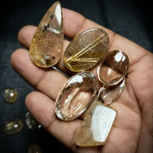 BAITHU GEMS MINERALS หินควอตซ์รูไทล์สีทองธรรมชาติขัดเงาสวยงาม  ปรับแต่งได้สำหรับการทำสมาธิ พลังงานบำบัด และเรอิกิ - Product Image 2