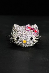 Bague Chat de Dessin Animé Mignon Plaqué Argent avec Pierre Colorée Brillante Unisexe 15g pour Fête Mariage Cadeau - Product Image 2