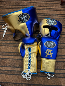Canelo No Boxing No Life MMA Gloves Sanda Leather Boxing Gloves <b>Head</b>/Groin Guards White Gold Unisex <b>Training</b> Set Hand Grips - Product Image 2