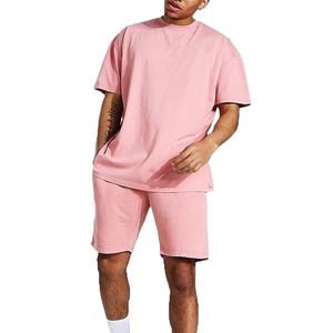 Ensemble T-shirt et short décontracté pour homme en tissu éponge respirant, séchage rapide, manches courtes, coupe oversize, 100 % coton, idéal pour la gym - Collection été OEM - Product Image 1