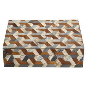 AL MALIK CRAFT AMC Rectangular Wooden Storage <b>Box</b> Gray White <b>Floral</b> Inlay Pattern Jewelry Cosmetic Organizers 0-1L Necklace Ring - Product Image 1