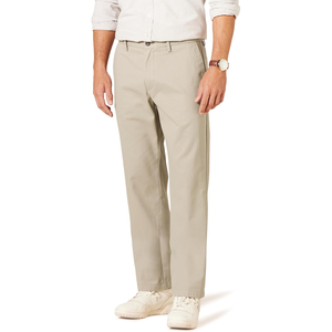 <b>Men's</b> <b>Khaki</b> Straight Fit Casual Trousers Mid Waist Button Fly Anti-Wrinkle Oxford Cotton <b>Pants</b> Spring Style - Product Image 1