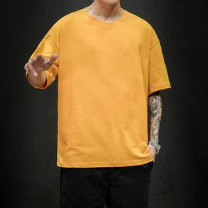Camiseta de Alta Calidad para Hombre, de Lujo, 100% Algodón Grueso, Talla Grande, Cuello Redondo, Estilo Holgado, en Venta - Product Image 3