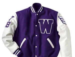 Men's Blue White Casual Varsity Jacket Regular Fit <b>Covered</b> <b>Button</b> Closure Solid Color Polyester/Cotton Wool Shell Anti-Bacterial - Product Image 6