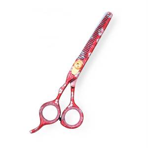 Tijeras de Adelgazamiento de Cabello Reutilizables con Diseño Floral Rojo, 28 Dientes, Hoja de Acero Inoxidable, Mango Largo para Diestros, Uso en Salón de Belleza - Product Image 5