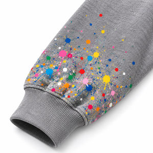 Sweat à capuche unisexe gris avec imprimé peinture colorée, coupe oversize, décontracté, pour le printemps, impression numérique, écologique - Product Image 4