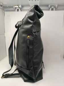 Genuine Leather Roll Top <b>Backpack</b> Mens Retro Hiking Bag Cowhide Travel Rucksack Waterproof Computer Pack LTBP-0071 - Product Image 3