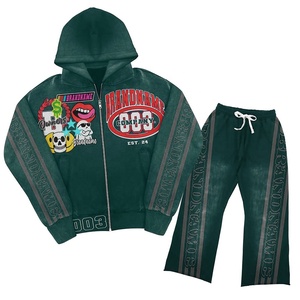 ชุดเซ็ตเสื้อฮู้ดซิป Y2K และกางเกงวอร์ม 2 ชิ้น ลายกราฟิก สไตล์ลำลอง สตรีทแวร์ ทรงอเมริกัน แบ็กกี้ แฟชั่น - Product Image 2