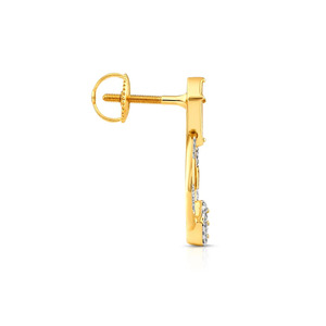 ต่างหูเพชรทรงหกเหลี่ยมสีทอง - Product Image 3