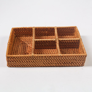 Low price rattan cutlery holder <b>trays</b> <b>drawer</b> organizer wholesale handmade rattan flatware <b>tray</b> - Product Image 4