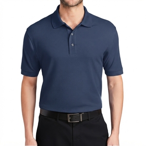 Polo à manches courtes pour homme, blanc uni, avec patte de boutonnage, col et poignets côtelés, style athlétique décontracté, vêtement de travail - Product Image 2
