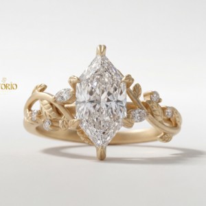 แหวนหมั้นเพชรทรงมาร์คีส์เพาะเลี้ยงจากธรรมชาติ สำหรับผู้หญิง ทองคำขาว 14K เป็นมิตรกับสิ่งแวดล้อม ทันสมัย เหมาะเป็นของขวัญแต่งงาน ของขวัญงานเลี้ยง หรือของขวัญแทนคำมั่นสัญญา - Product Image 5