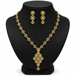 Wholesale 14K 18K 24K Micro Gold Plated Brass Short Necklaces, Traditional Turkish <b>Wedding</b> Set, Turkish Design Fashion Jewelry. - Product Image 1