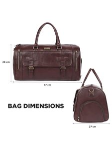 Bolsa de Viaje Clásica y Duradera de Cuero Genuino Marrón de 20-35L, Bolsa de Fin de Semana con Correa de Hombro Desmontable para Hombre - Product Image 1