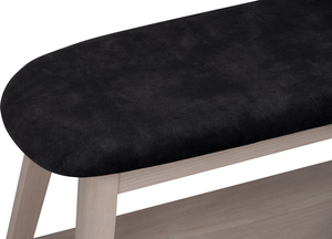 Modern Minimalist White Wash Dining Bench with Upholstered for <b>Small</b> Space Living and Apartments - Product Image 3