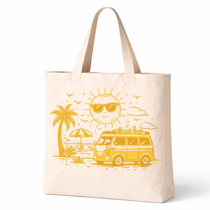 กระเป๋าผ้าแคนวาส AMANI 300gsm หูหิ้วยาว ซักได้ เป็นมิตรกับสิ่งแวดล้อม ใช้ซ้ำได้ กระเป๋าช้อปปิ้ง พิมพ์ลายชายหาดแบบกำหนดเอง ขายส่ง - Product Image 1